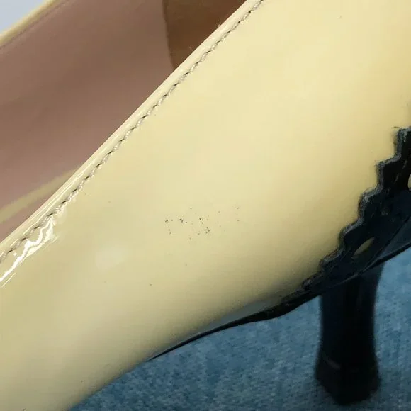 Miu Miu Two Tone Patent Leather Double Bow Pointed Toe kitten heels Size 6.5 - Picture 8 of 16